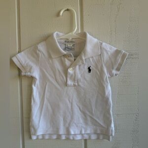 Ralph Lauren Baby White Polo Shirt Size 9M 100% Cotton